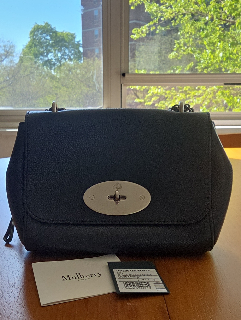 Mulberry Midnight/Navy Pebbled Leather Shoulder Bag with Silver Turnlock